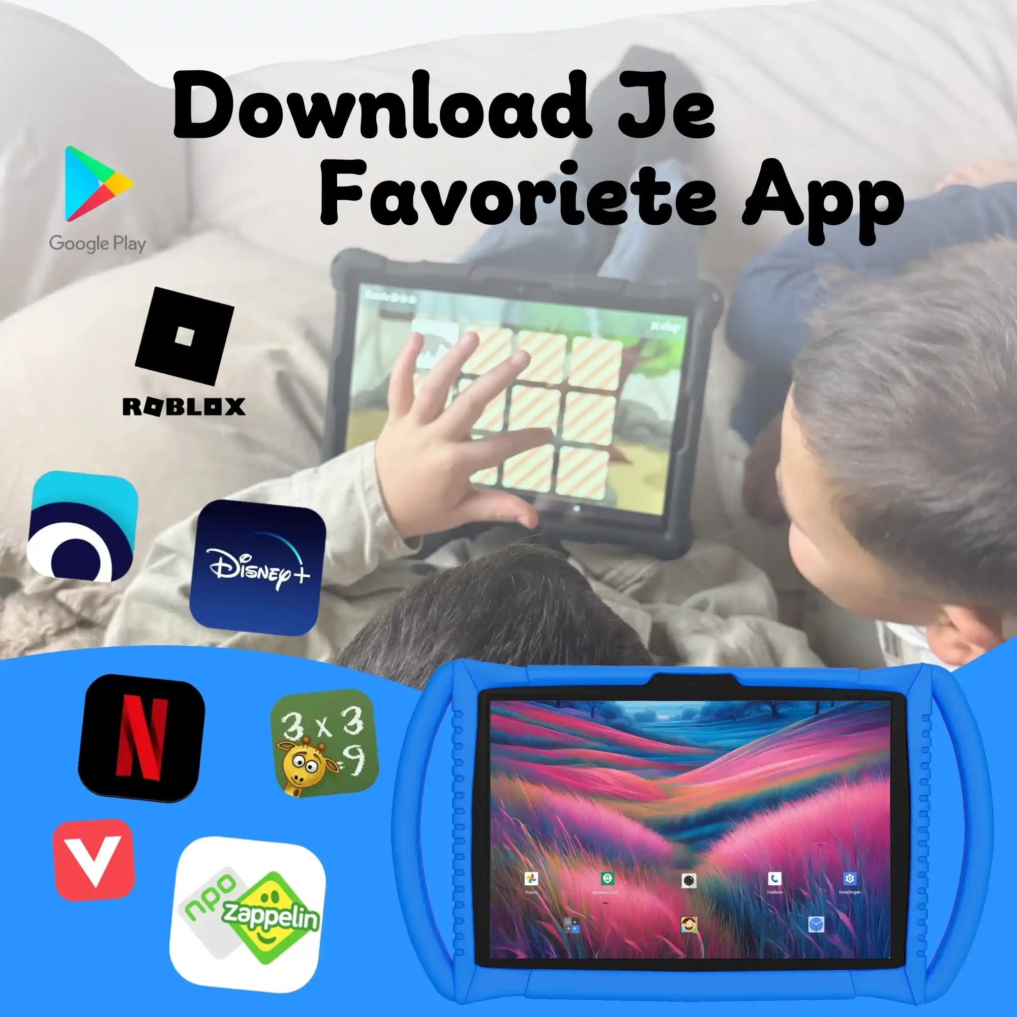 Bosstony kids tablet blauw download apps npo disney roblox videoland