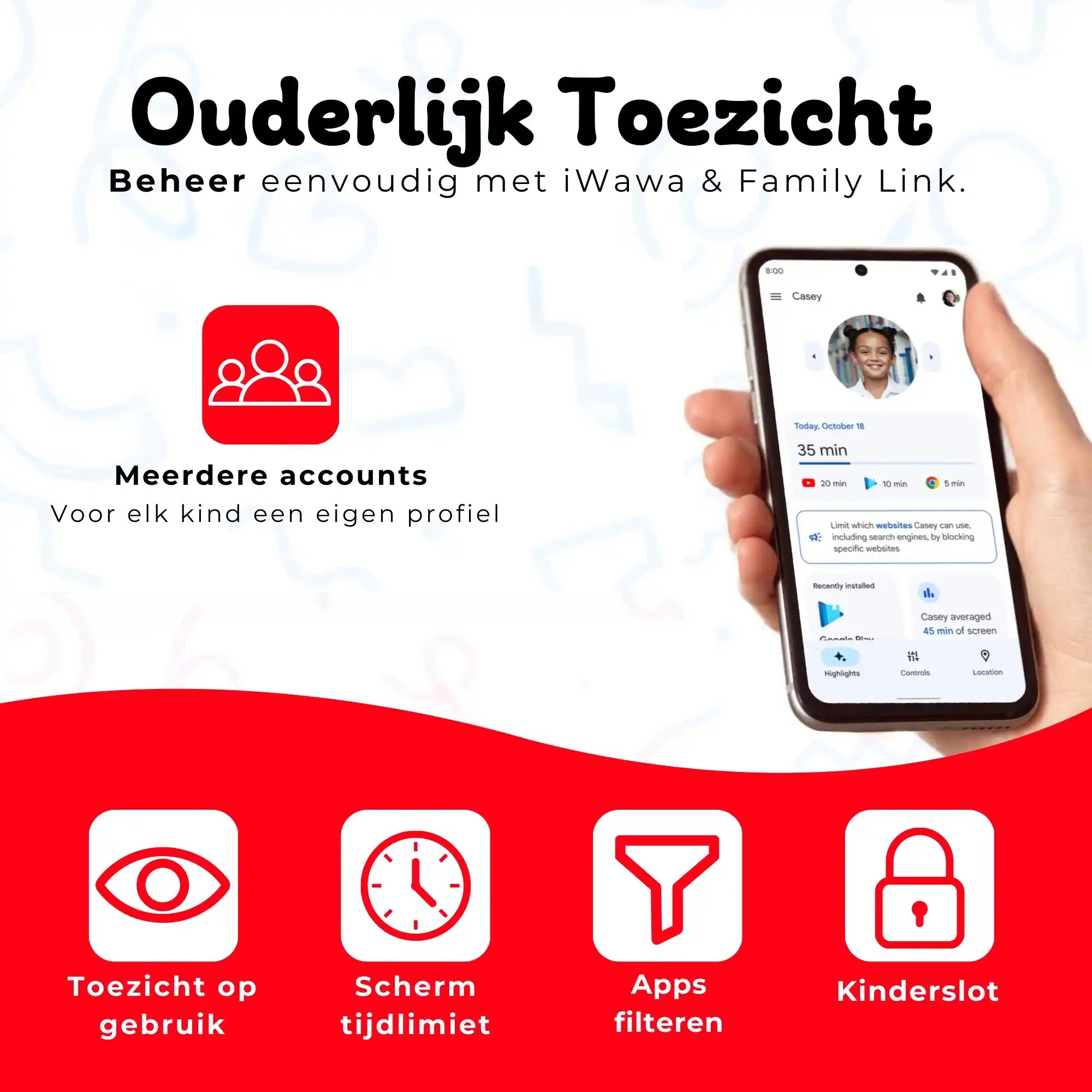 Bosstony kids tablet rood ouderlijk toezicht schermlimiet appfilter kinderslot