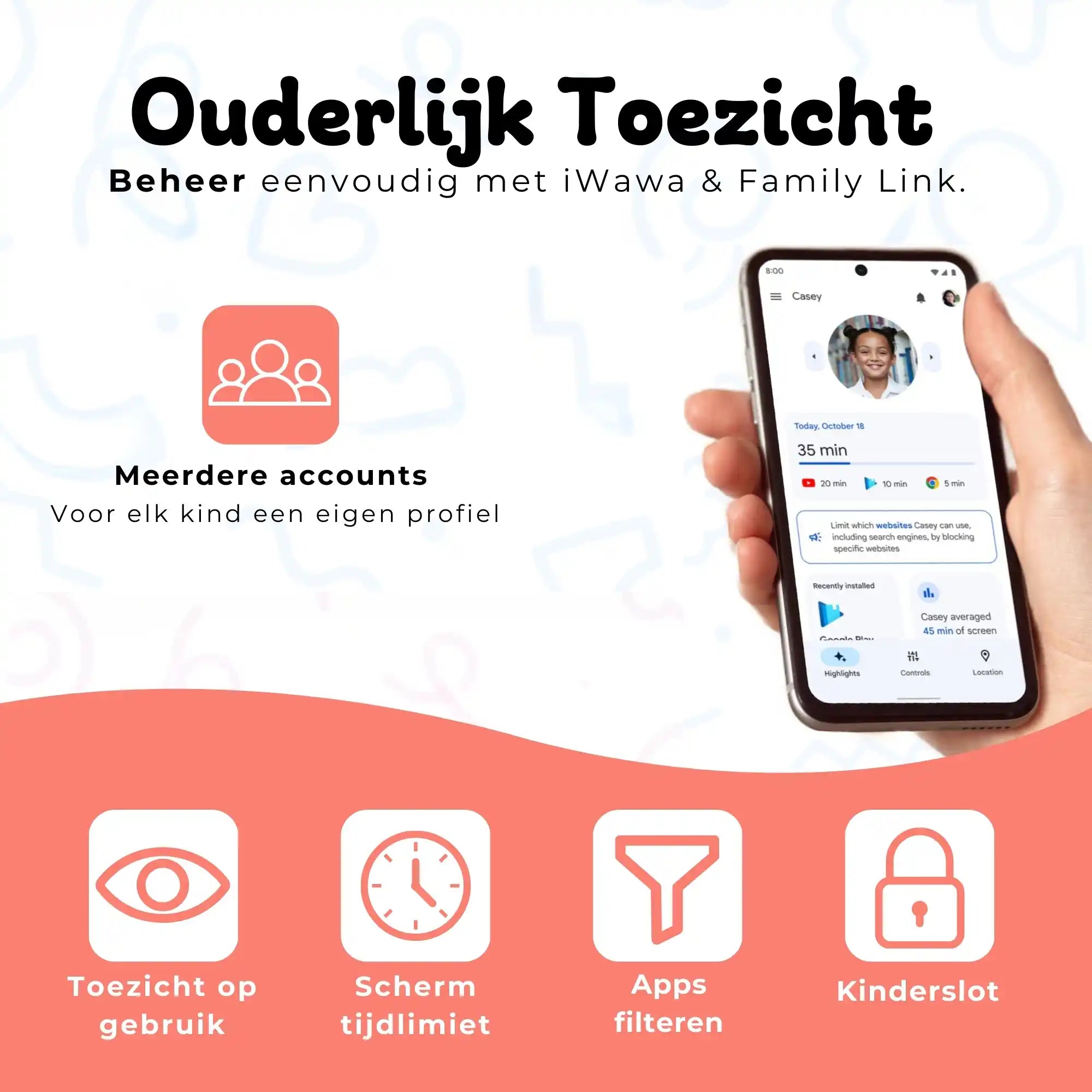 Bosstony kids tablet zalmroze ouderlijk toezicht schermlimiet appfilter kinderslot