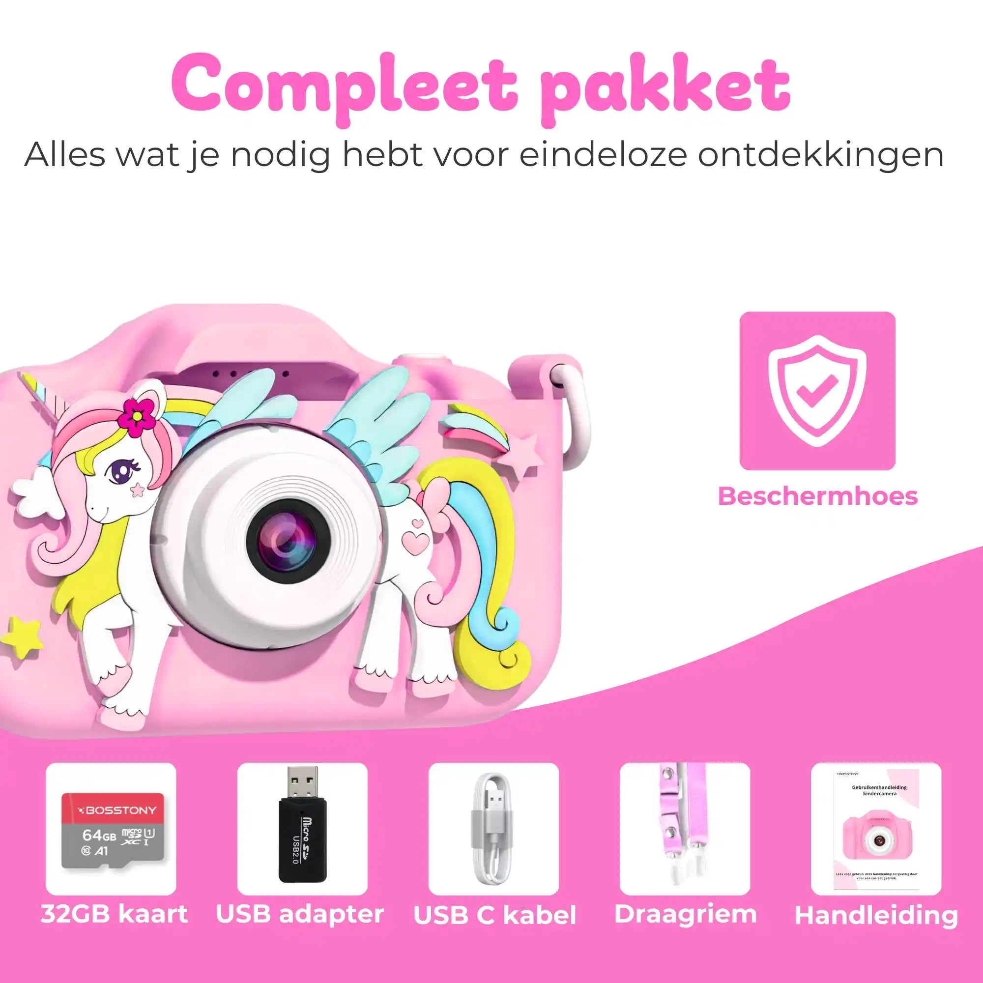 de beste roze kindercamera van Bosstony met 48mp, perfect voor beginnende fotografen