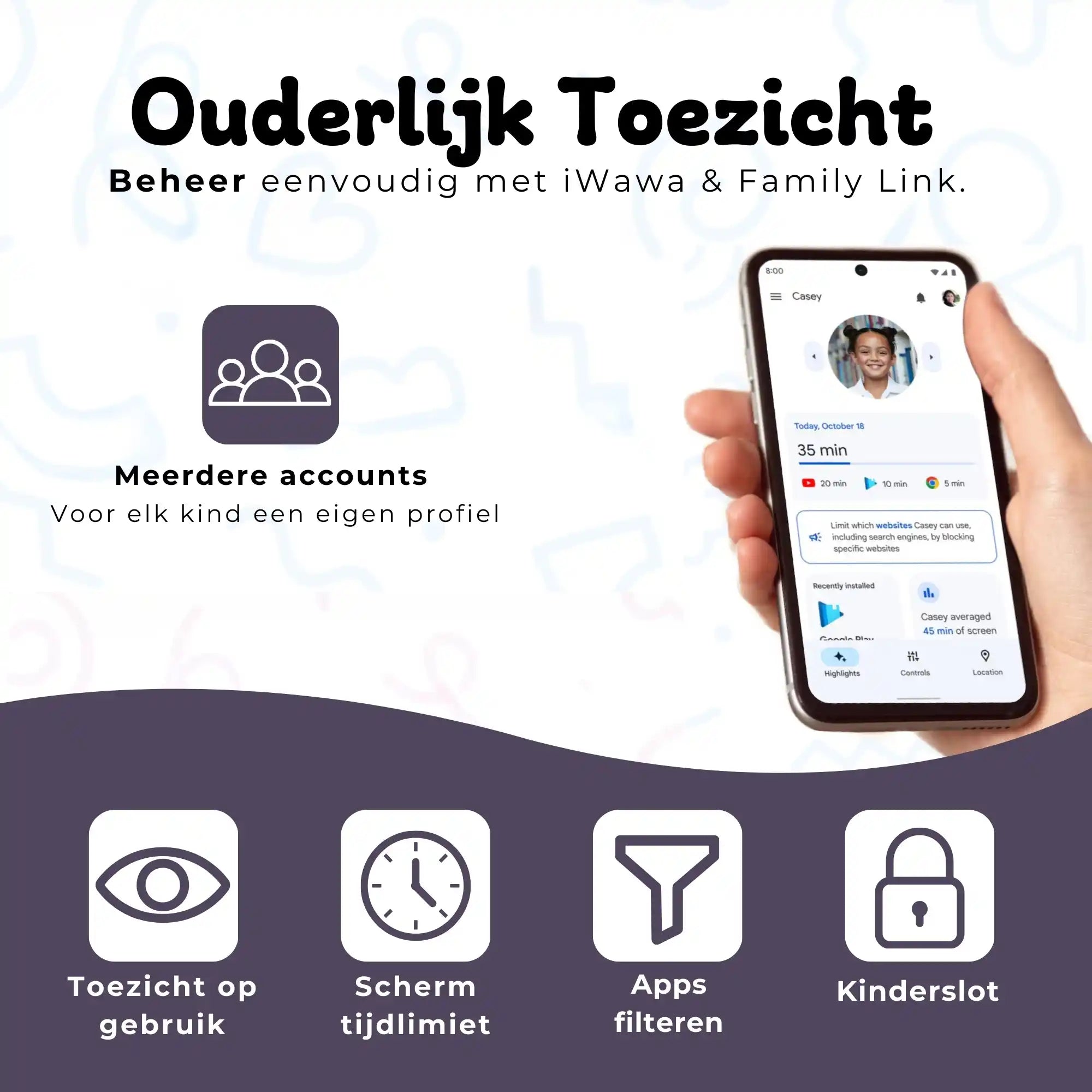 Bosstony kids tablet zwart ouderlijk toezicht schermlimiet appfilter kinderslot