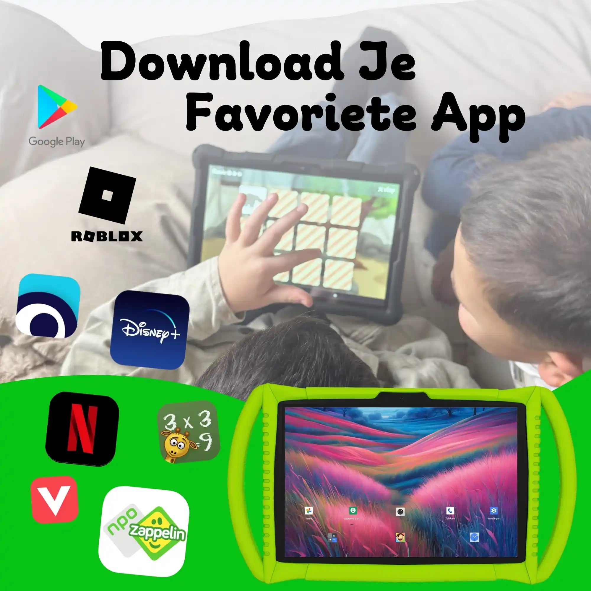 Bosstony kids tablet lichtgroen download apps npo disney roblox videoland