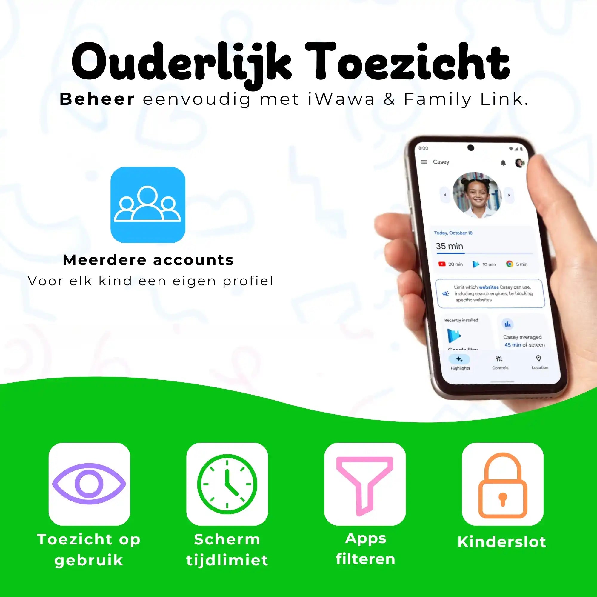 Bosstony kids tablet regenboog ouderlijk toezicht schermlimiet appfilter kinderslot