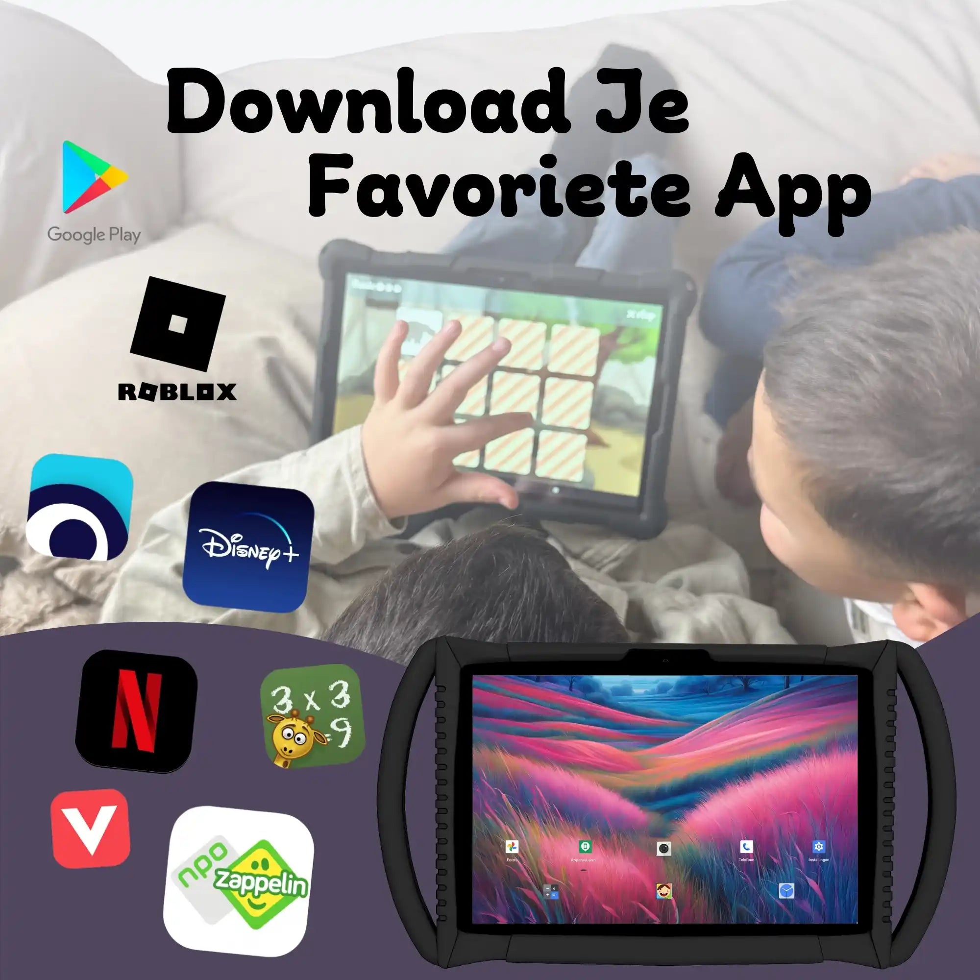 Bosstony kids tablet zwart met hendel download apps npo disney roblox videoland