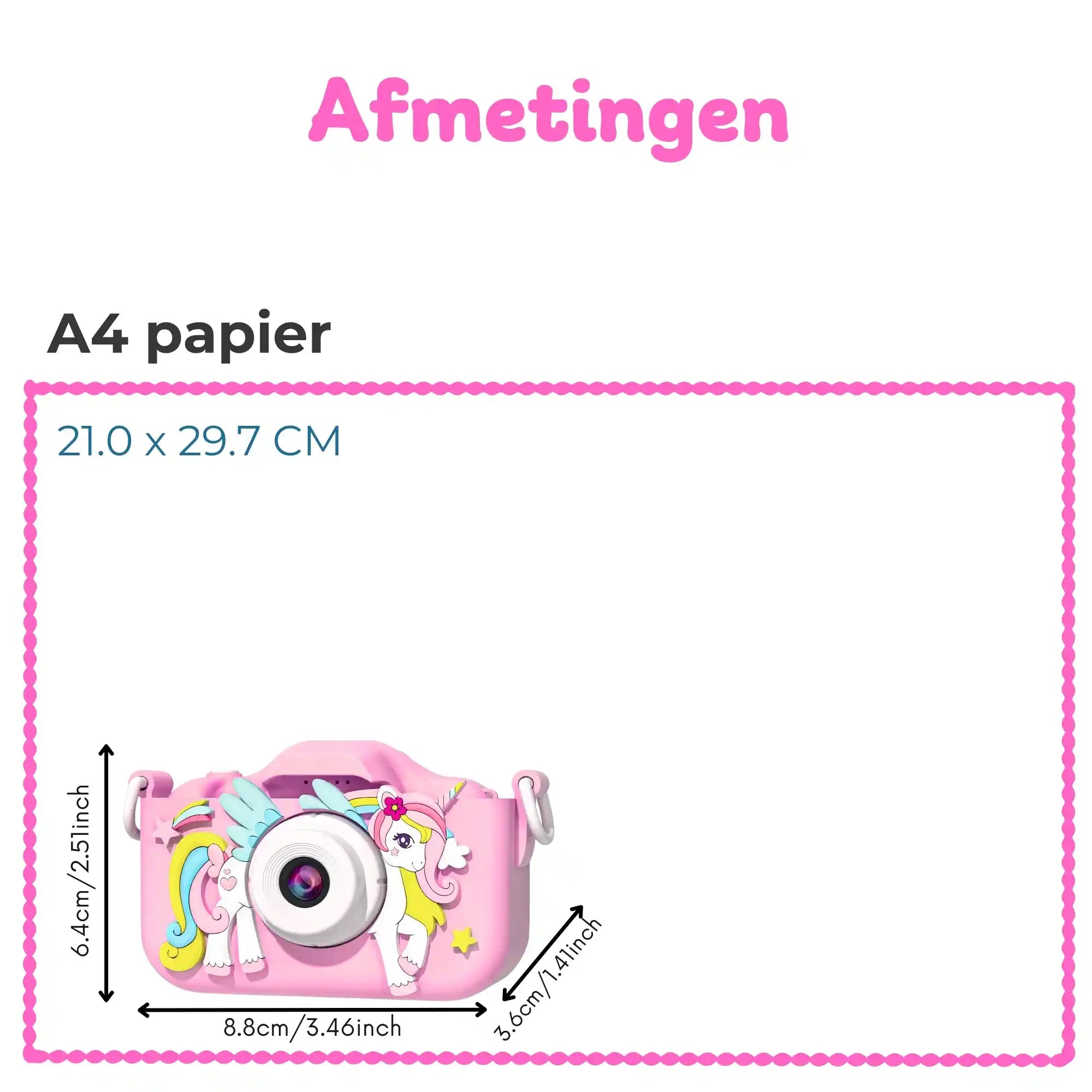 Bosstony roze kindercamera, veilig en eenvoudig te gebruiken voor kinderen vanaf 3 jaar